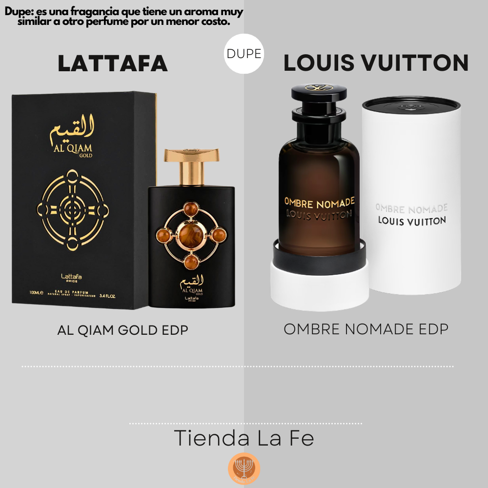 LATTAFA AL QIAM GOLD EDP 100ML (U) (DUPE LOUIS VUITTON OMBRE NOMADE EDP)