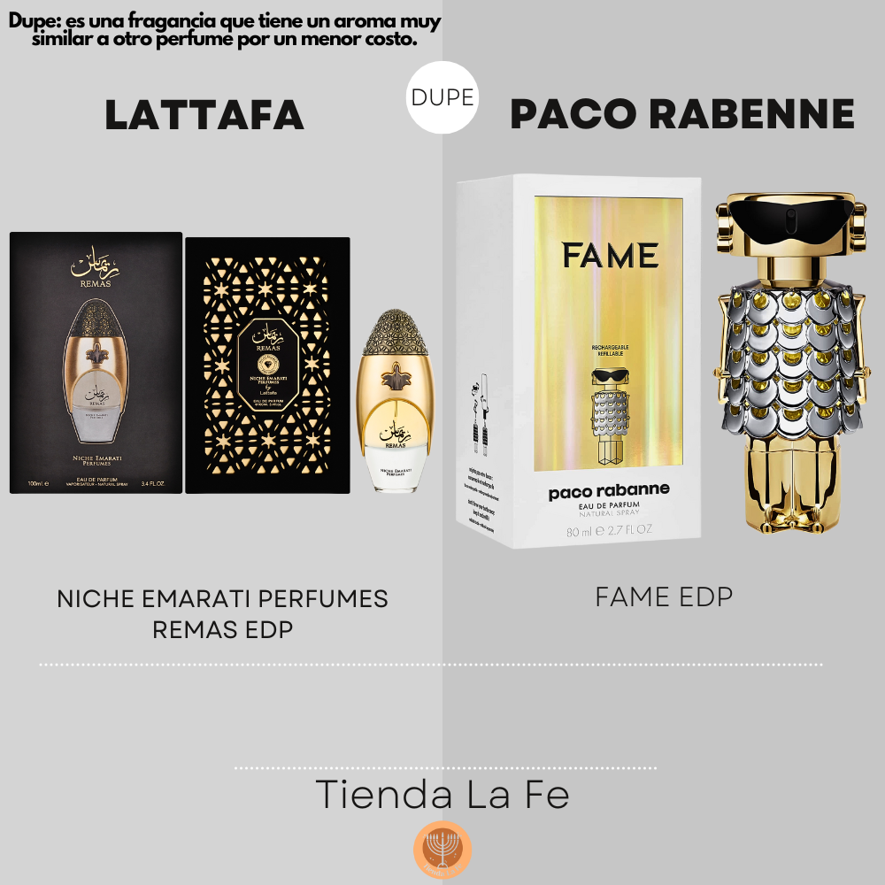 LATTAFA NICHE EMARATI PERFUMES REMAS EDP 100ML (M) (DUPE PACO RABANNE FAME EDP)