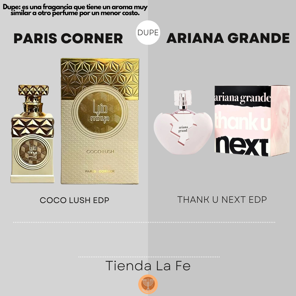 PARIS CORNER MINYA COCO LUSH EDP 100ML (M) (DUPE ARIANA GRANDE THANK U NEXT EDP)