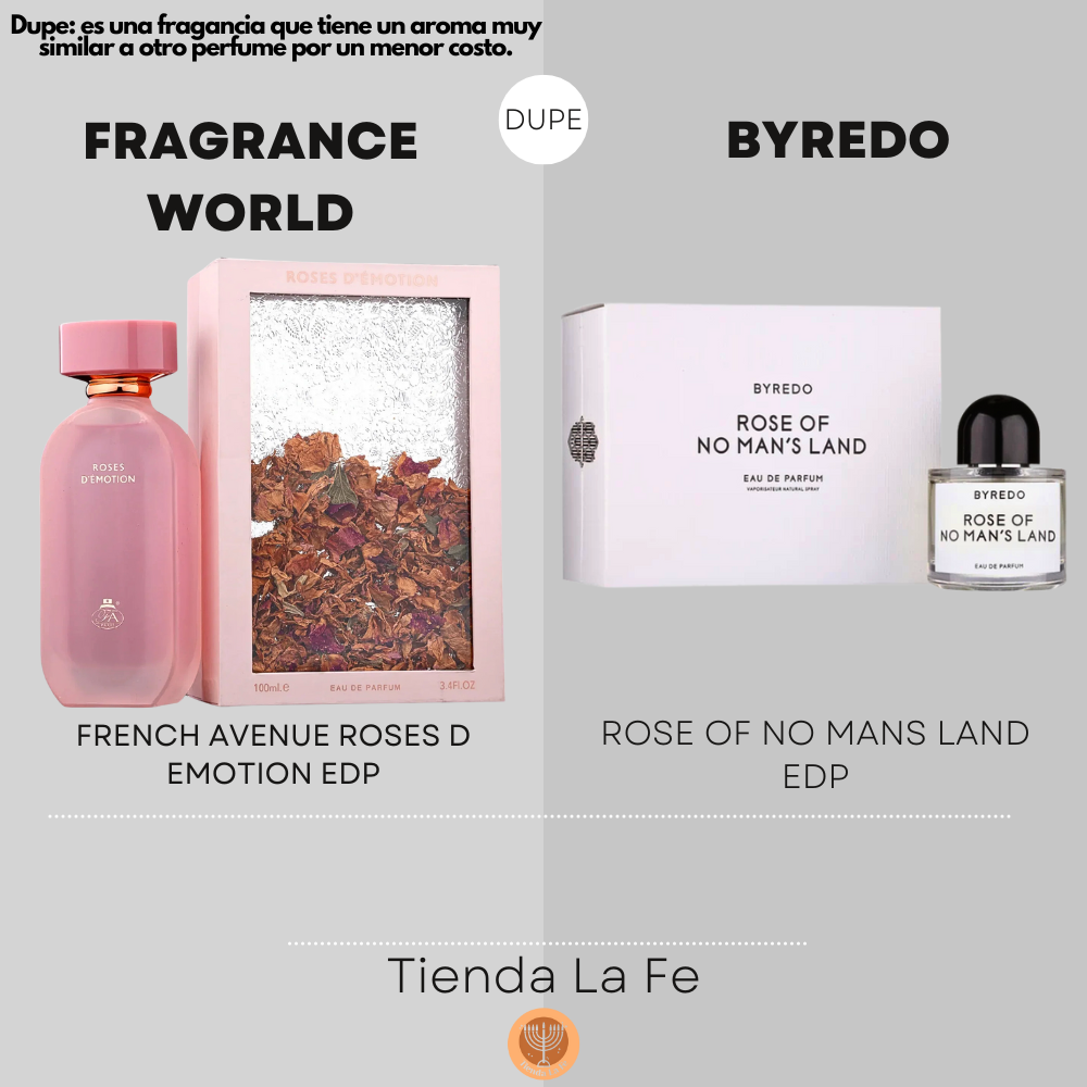 FRAGRANCE WORLD FRENCH AVENUE ROSES D EMOTION EDP 100ML (M) (DUPE BYREDO ROSE OF NO MANS LAND EDP)