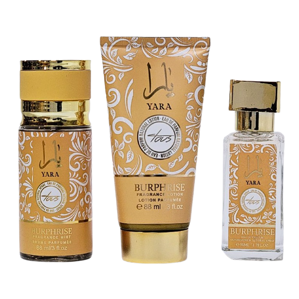 SET BURPHRISE YARA EDP 50ML, SPLASH 75ML, BODY LOTION 88ML (M)