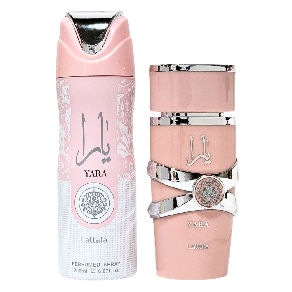 SET YARA LATTAFA ECONOMICO DE CALIDAD AAA EDP 100ML, BODY SPRAY 200ML (M) PRECIO POR MAYOR ES POR CAJA COMPLETA