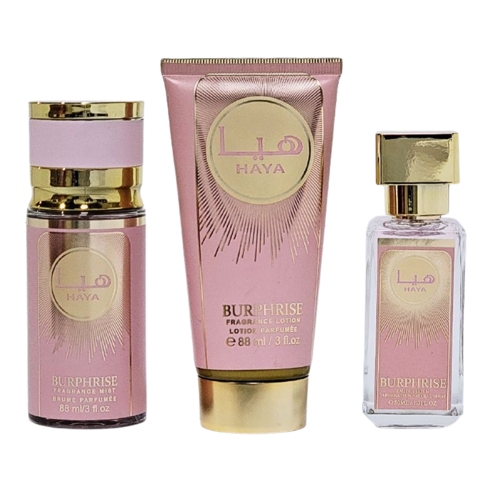 SET HAYA BURPHRISE EDP 50ML, SPLASH 75ML, BODY LOTION 88ML (M)