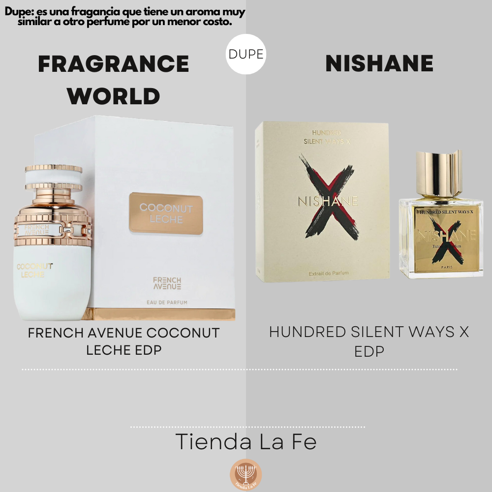 FRAGRANCE WORLD FRENCH AVENUE COCONUT LECHE EDP 80ML (M) (DUPE NISHANE HUNDRED SILENT WAYS X EDP)