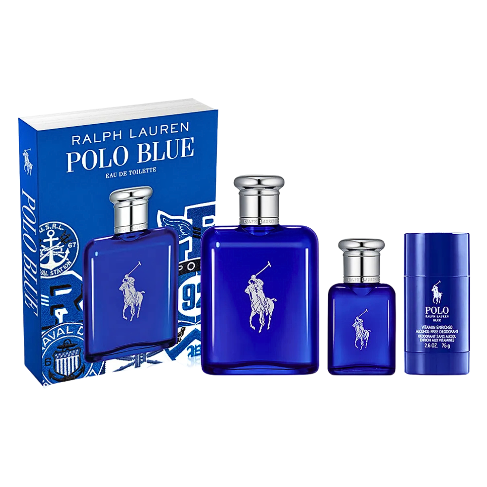 SET RALPH LAUREN POLO BLUE EDT 125ML. EDT 40ML, DESODORANTE 75ML (H)