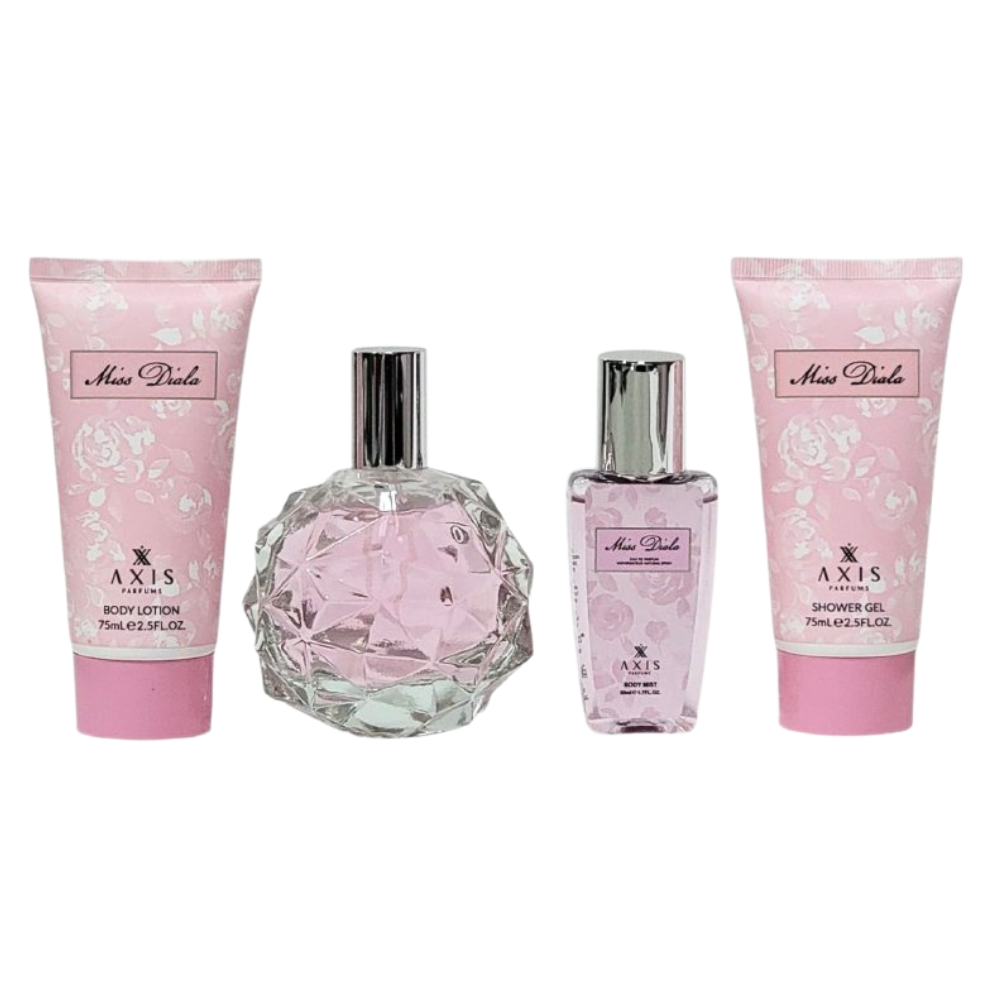 SET MISS DIALA AXIS PARFUMS EDP 100ML, BODY LOTION 75ML, SPLASH 50ML, SHOWER GEL 75ML (M) (AROMA SIMILAR MISS DIOR)