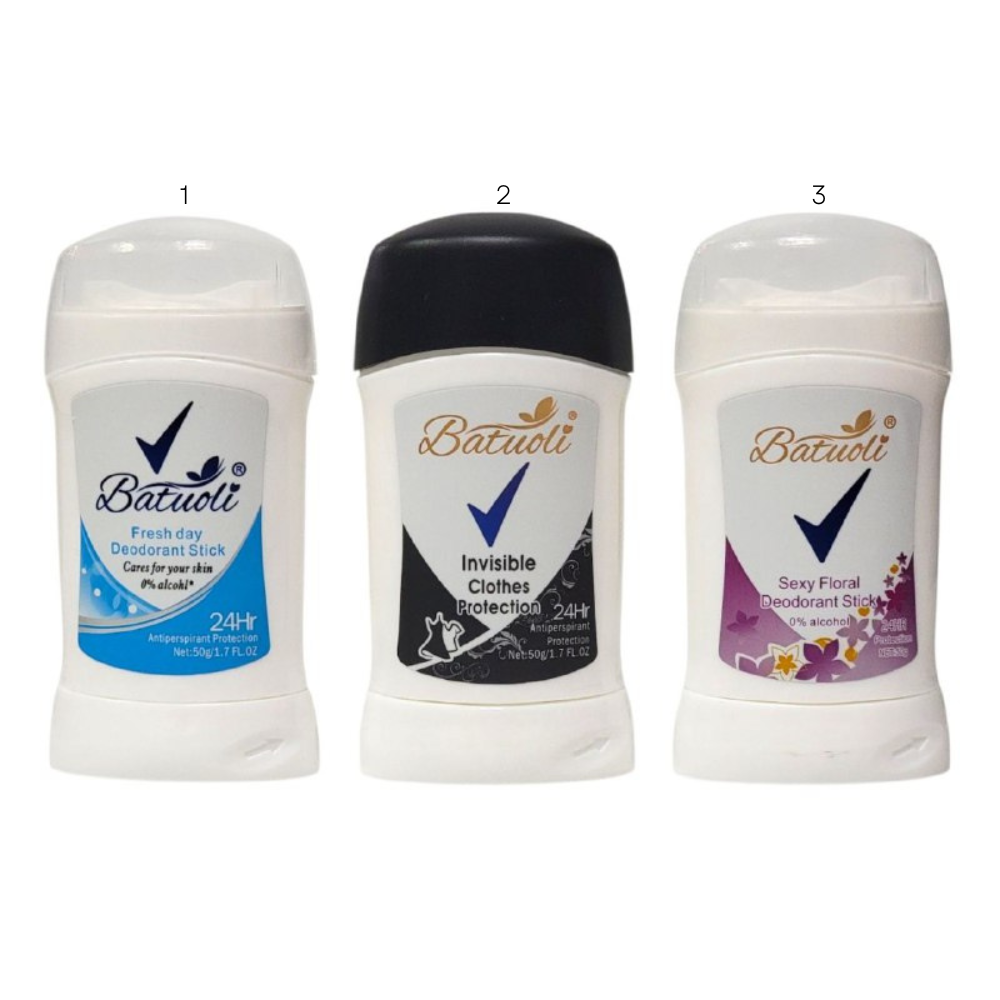 DESODORANTE PARA MUJERES ANTITRANSPIRANTE EN BARRA 50G, DUPE DE REXONA, SIN ALCOHOL, EFECTO HUMECTANTE QUE PROTEGE TUS AXILAS DEL OLOR HASTA POR 48H Y UN REFRESCANTE AROMA BATUOLI