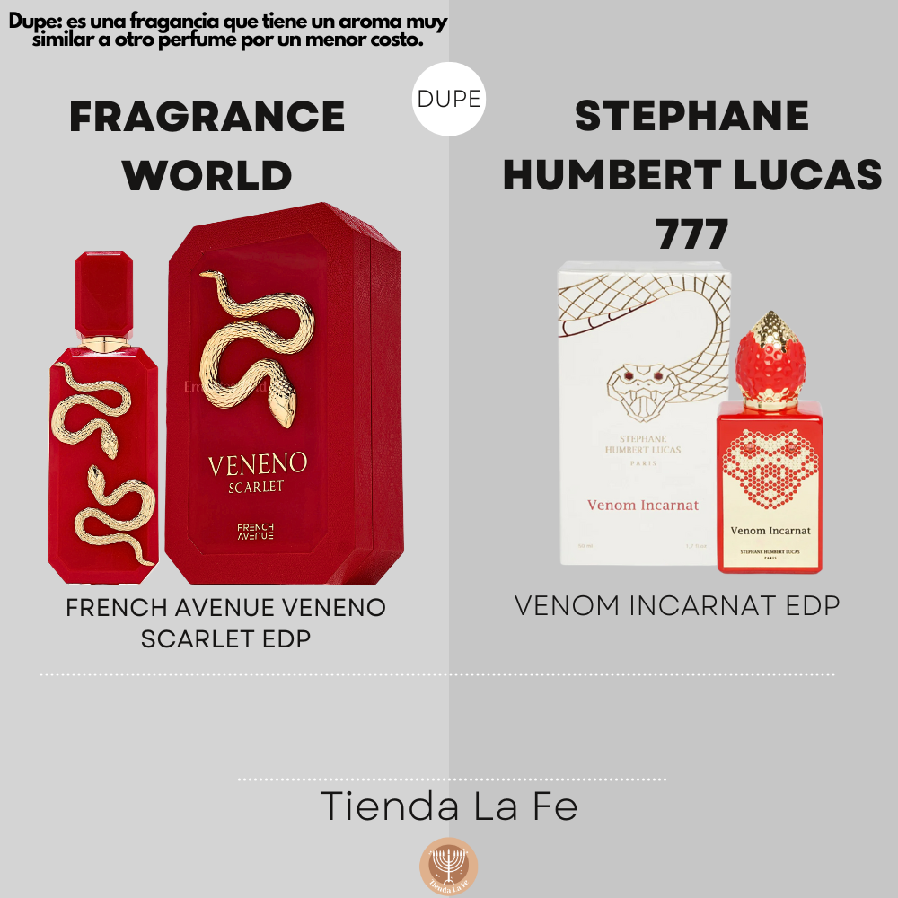 FRAGRANCE WORLD FRENCH AVENUE VENENO SCARLET EDP 100ML (U) (DUPE STEPHANE HUMBERT LUCAS 777 VENOM INCARNAT EDP)