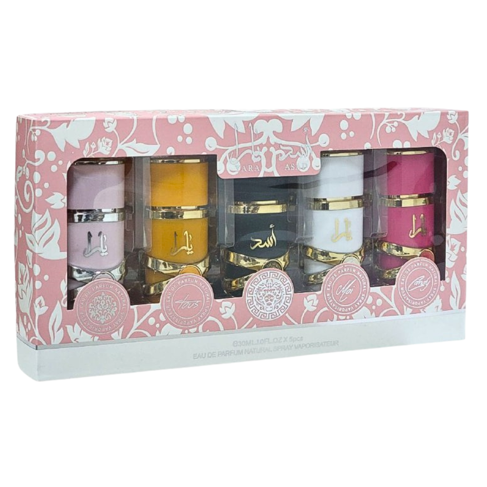 SET LATTAFA YARA ASAD ECONOMICO DE CALIDAD AAA MINI PERFUMES EDP 30MLX5 (U)
