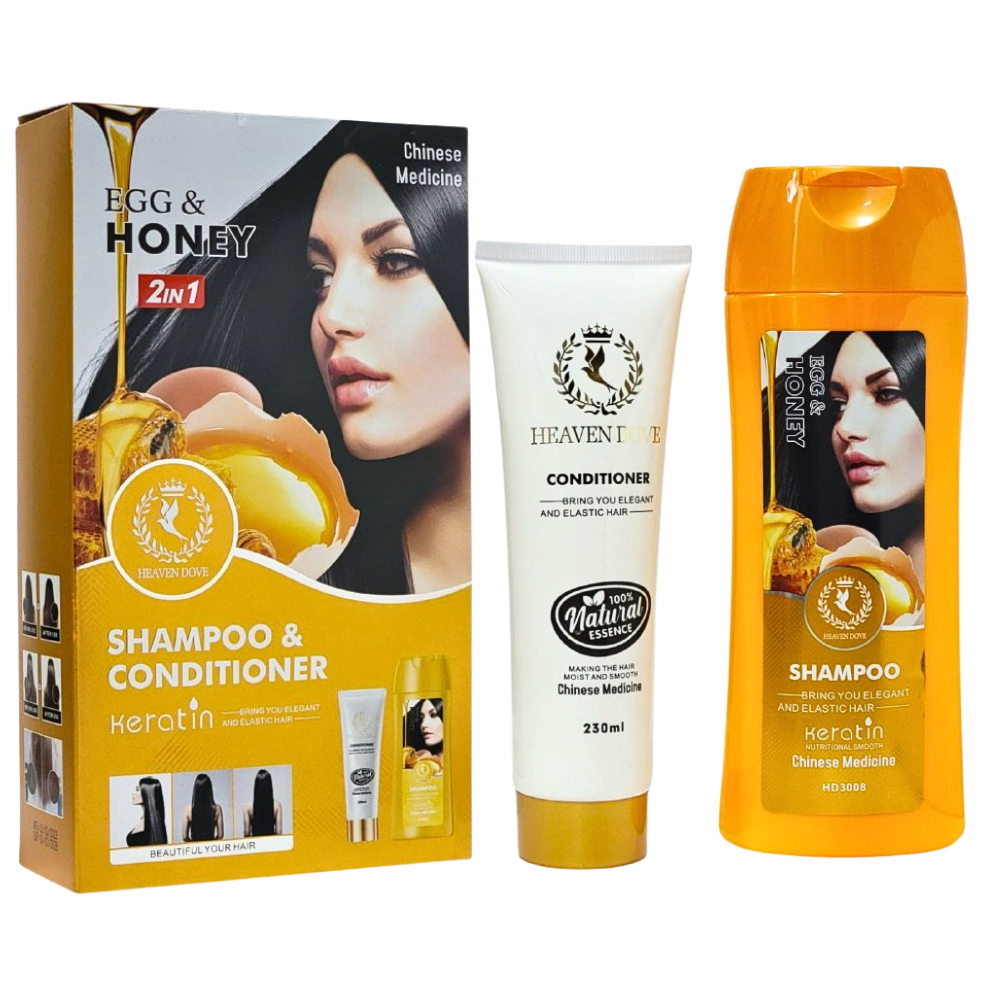 SET DE SHAMPOO Y ACONDICIONADOR DE HUEVO Y MIEL HIDRATANTES HEAVE DOVE