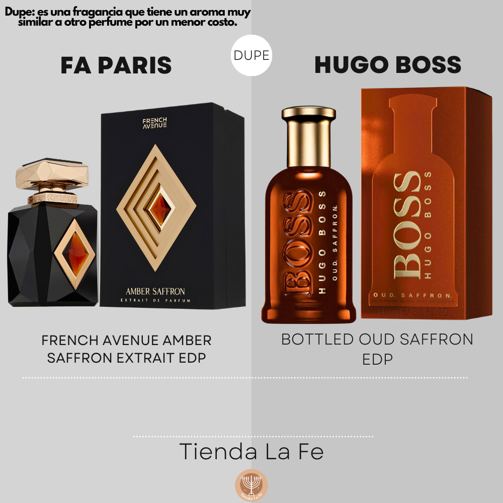 FA PARIS FRENCH AVENUE AMBER SAFFRON EXTRAIT EDP 80ML (H) (DUPE HUGO BOSS BOTTLED OUD SAFFRON EDP)