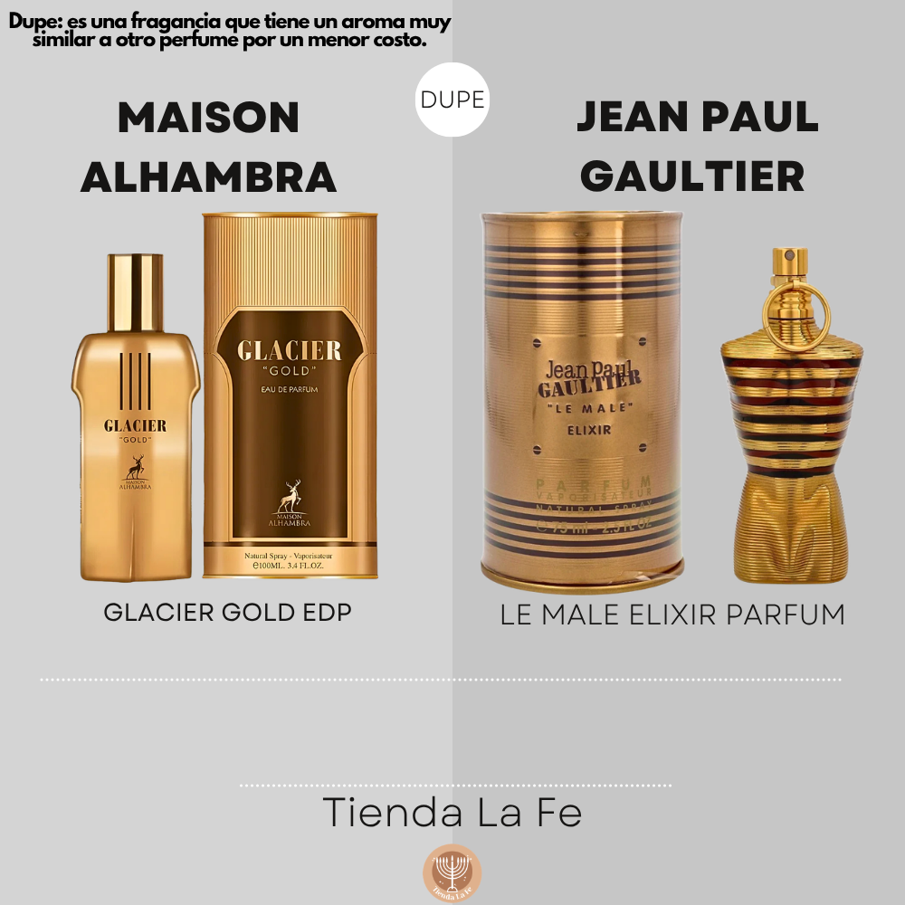 MAISON ALHAMBRA GLACIER GOLD EDP 100ML (H) (DUPE JEAN PAUL GAULTIER LE MALE ELIXIR PARFUM)