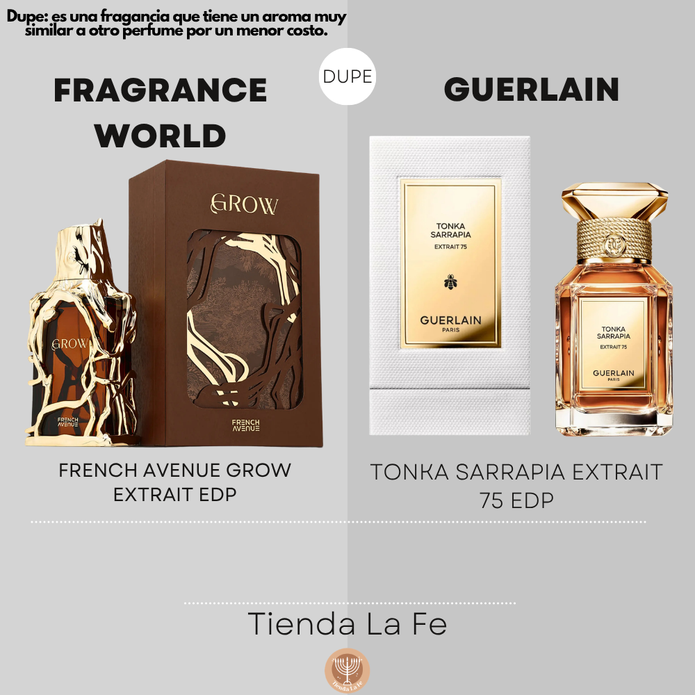 FRAGRANCE WORLD FRENCH AVENUE GROW EXTRAIT EDP 100ML (U) (DUPE GUERLAIN TONKA SARRAPIA EXTRAIT 75 EDP)