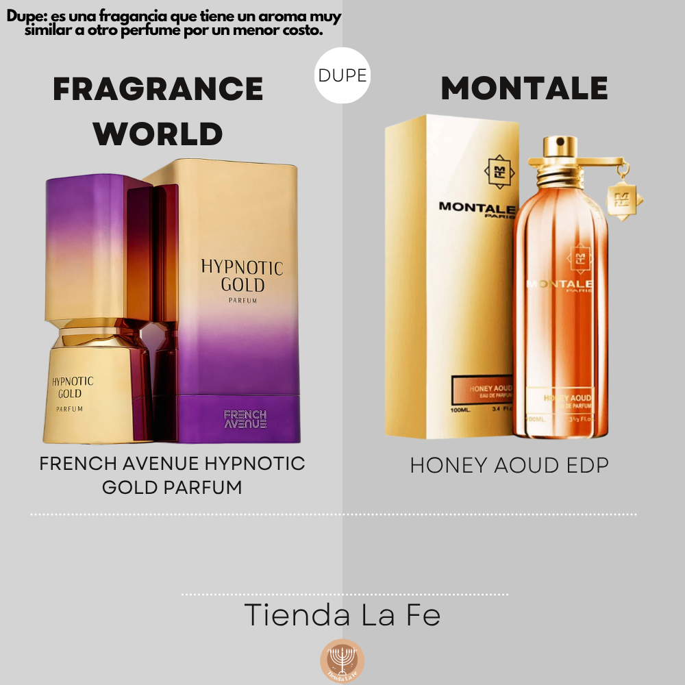 FRAGRANCE WORLD FRENCH AVENUE HYPNOTIC GOLD PARFUM 100ML (U) (DUPE MONTALE HONEY AOUD EDP)