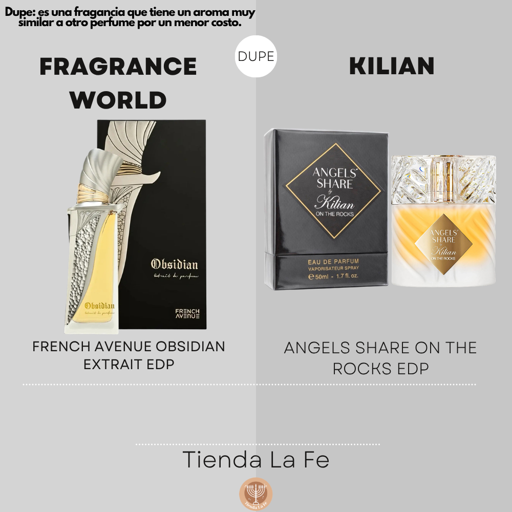 FRAGRANCE WORLD FRENCH AVENUE OBSIDIAN EXTRAIT EDP 100ML (U) (DUPE KILIAN ANGELS SHARE ON THE ROCKS EDP)