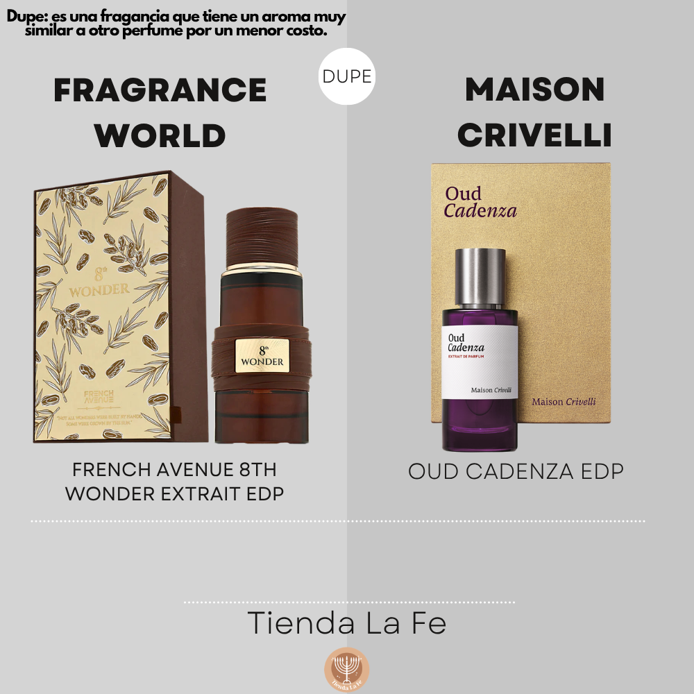 FRAGRANCE WORLD FRENCH AVENUE 8TH WONDER EXTRAIT EDP 100ML (U) (DUPE MAISON CRIVELLI OUD CADENZA EDP)