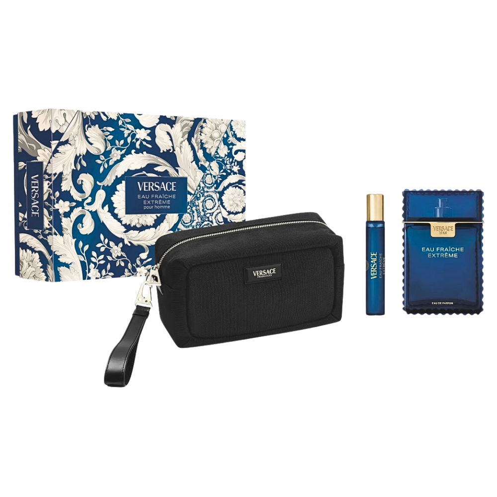 SET VERSACE EAU FRAICHE EXTREME POUR HOMME EDP 100ML, EDP 10ML, BOLSO DE VIAJE (H)