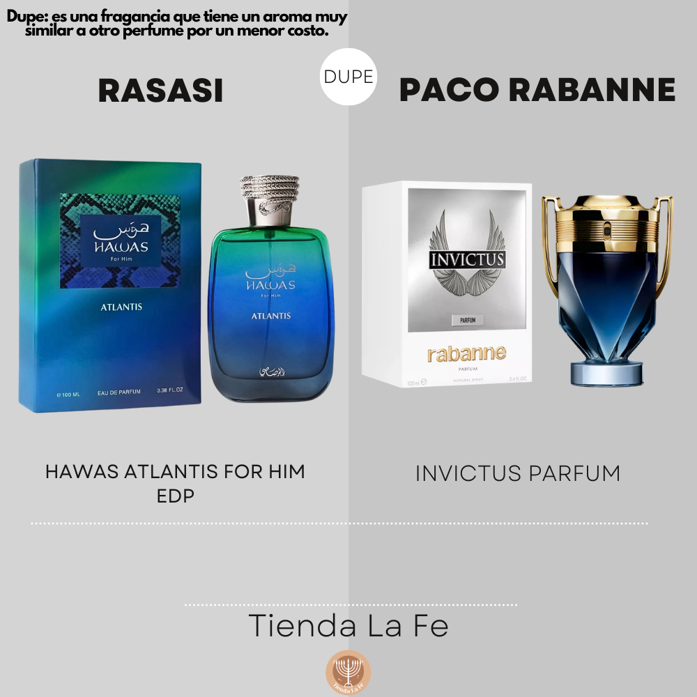 RASASI HAWAS ATLANTIS FOR HIM EDP 100ML (H) (DUPE PACO RABANNE INVICTUS PARFUM)