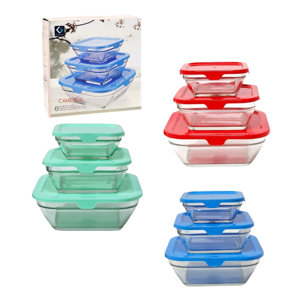 RECIPIENTES HERMETICOS DE VIDRIO EN SET PARA ALMACENAR ALIMENTOS KIMGLASS