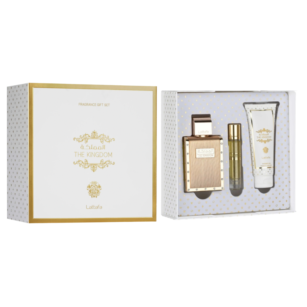 SET LATTAFA THE KINGDOM FRAGRANCE GIFT SET EDP 100ML EDP 12ML, SHOWER GEL 100ML (H)