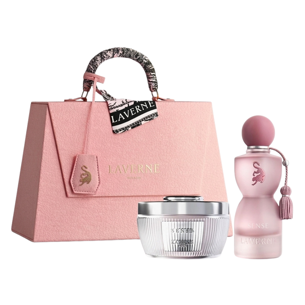 SET LAVERNE X GIORGINA RODRIGUEZ RIYADH SENSE EDP 75ML, POLVO CORPORAL PERFUMADO 65G (M)