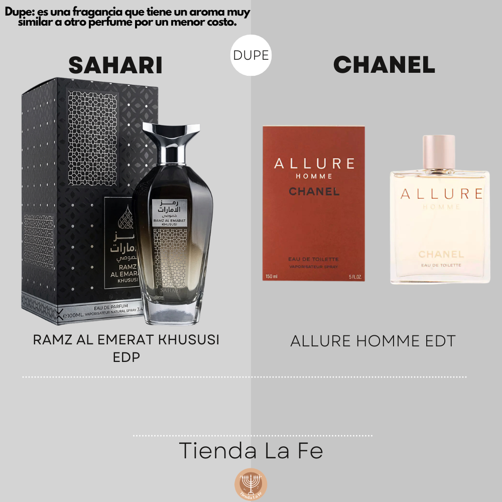 SAHARI RAMZ AL EMERAT KHUSUSI EDP 100ML (H) (DUPE CHANEL ALLURE HOMME EDT)