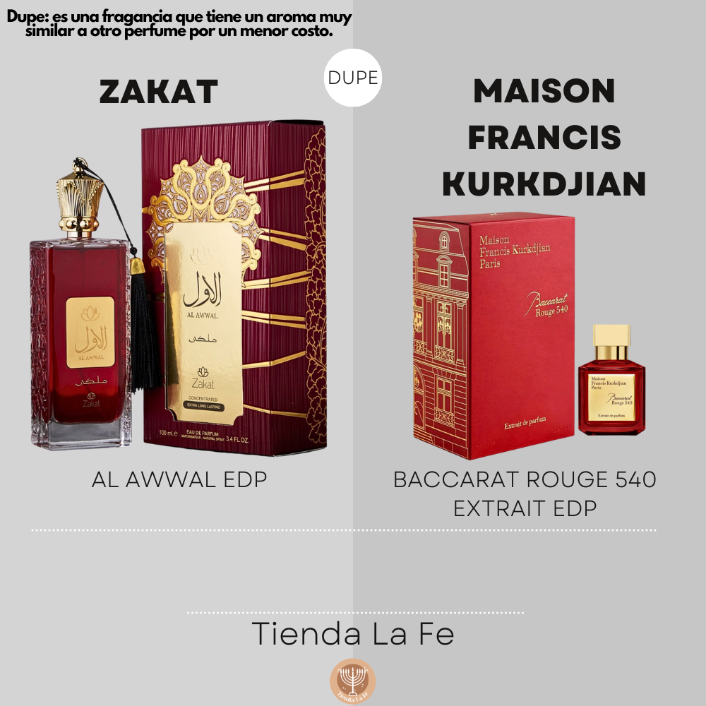ZAKAT AL AWWAL EDP 100ML (H) (DUPE MAISON FRANCIS KURKDJIAN BACCARAT ROUGE 540 EXTRAIT EDP)