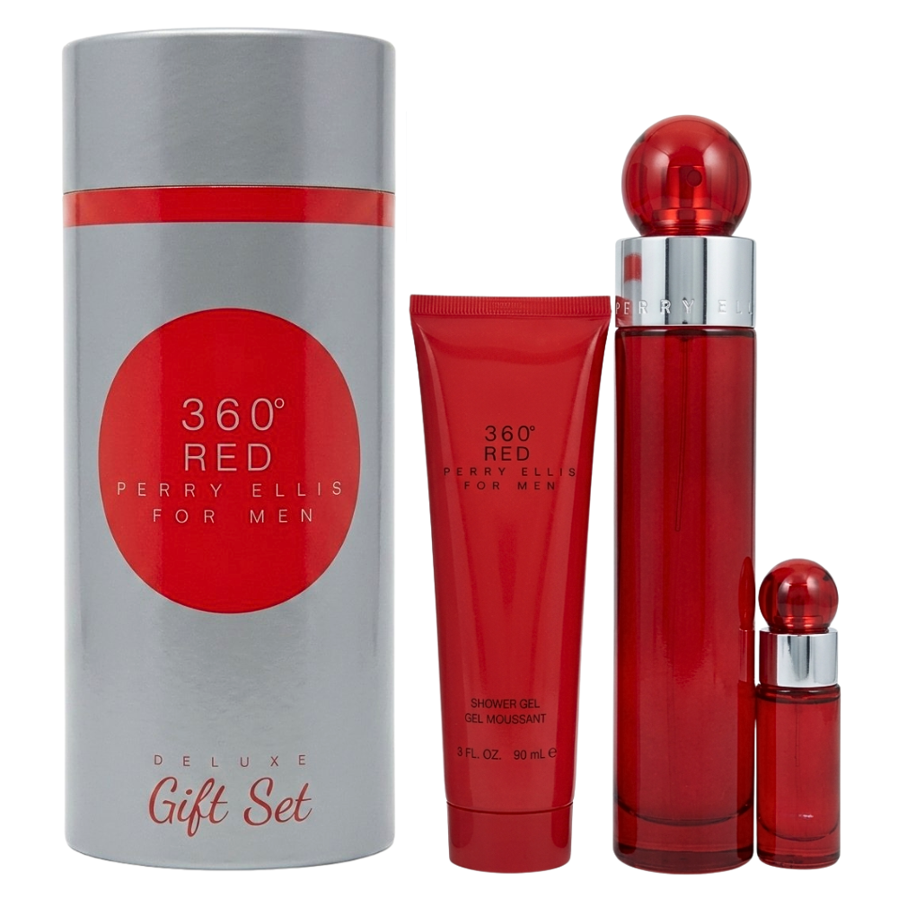 SET PERRY ELLIS 360 RED FOR MEN EDT 100ML, EDT 7.5ML, SHOWER GEL 90ML (H)