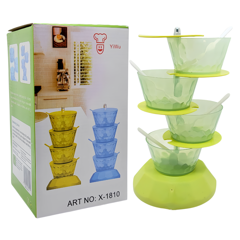 ORGANIZADOR GIRATORIO DE 4 NIVELES PARA ESPECIAS O ALIMENTOS COLOR VERDE 22CM