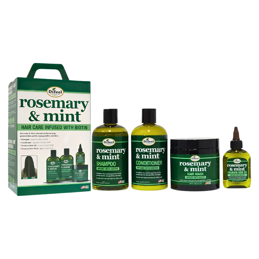 SET DE CUIDADO PARA EL CABELLO DE ROMERO Y MENTA CRECEPELO 4PCS DIFEEL