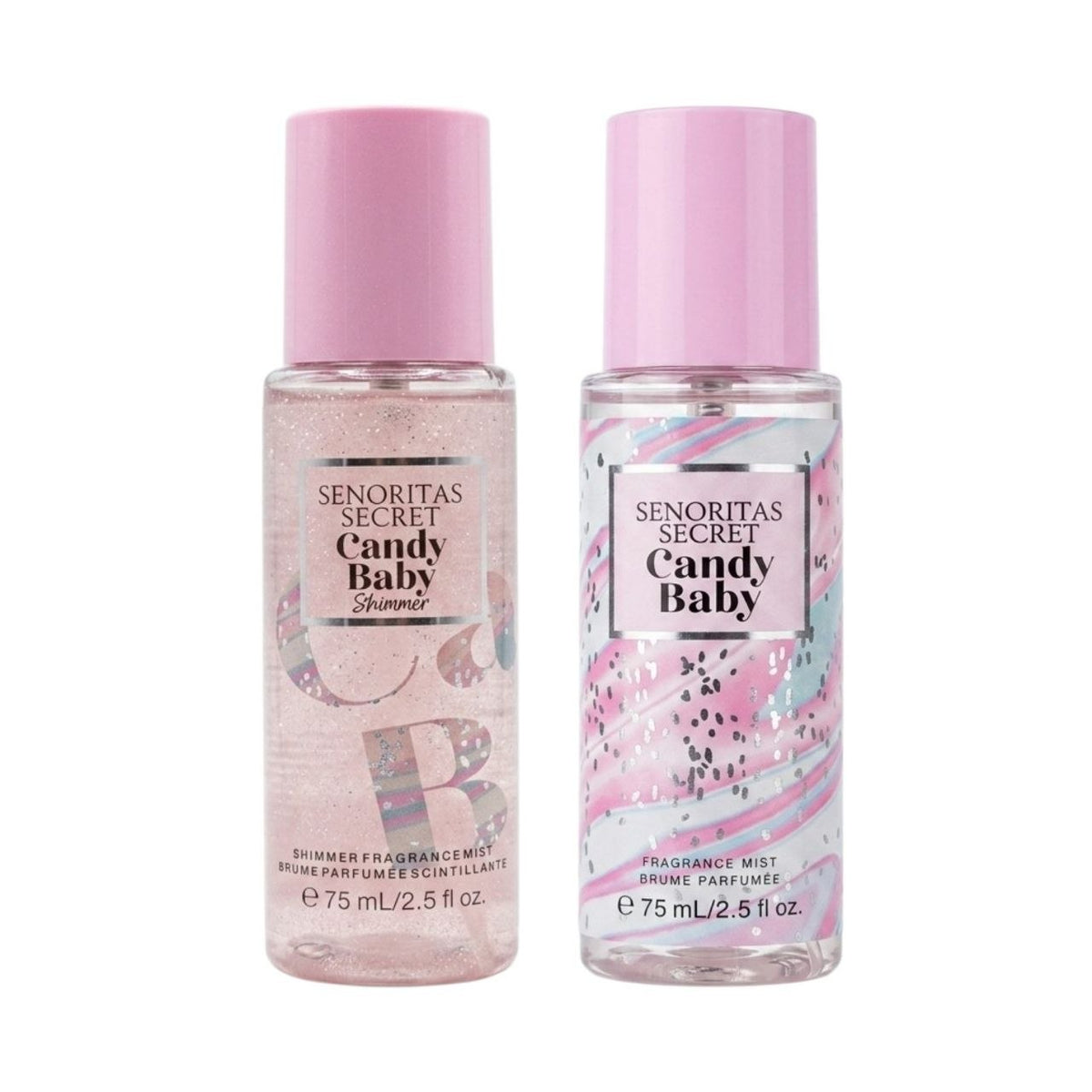 SET MINI SENORITAS SECRET CANDY BABY SPLASH 75ML SHIMMER 75ML (M) (AROMA SIMILAR A VICTORIAS SECRET CANDY BABY)