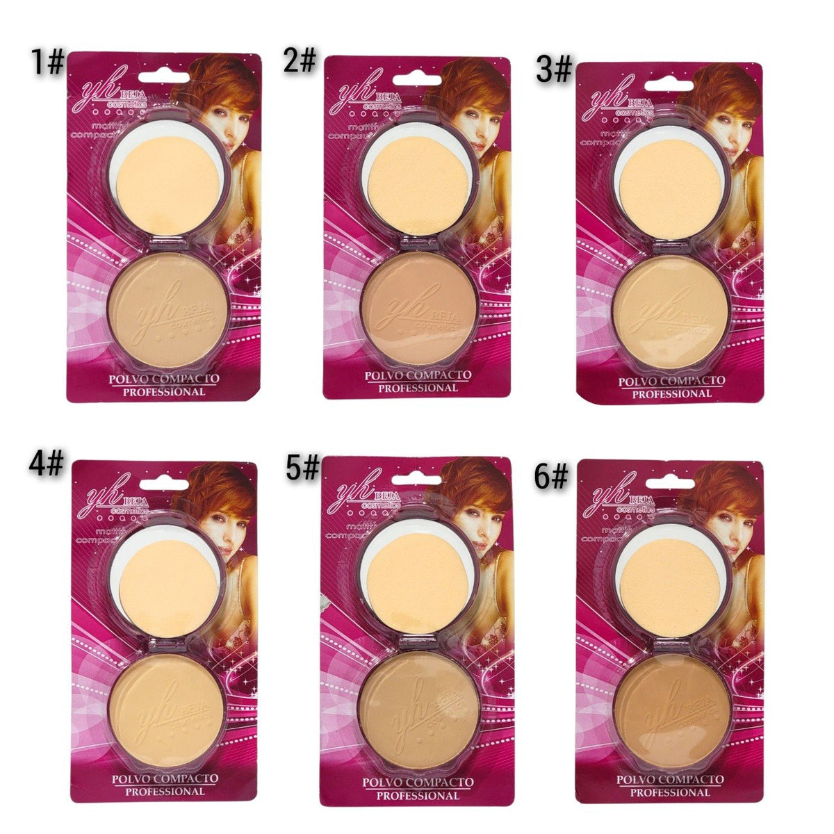 POLVO COMPACTO SELLADOR EFECTO SUAVIZANTE 6 TONOS YH BEJA COSMETICS 15G