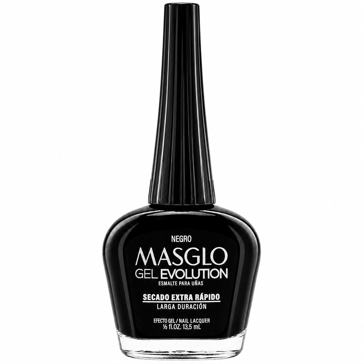 ESMALTE DE UÑAS CON EFECTO GEL DE SECADO EXTRA RÁPIDO MASGLO GEL EVOLUTION PASO 2 "ESTILO NEGRO" 13.5 ML