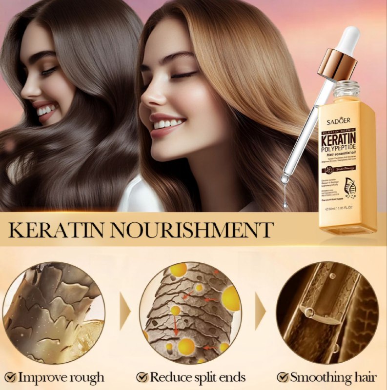 ACEITE PARA EL CABELLO CON POLIPEPTIDOS DE QUERATINA SADOER 30ML