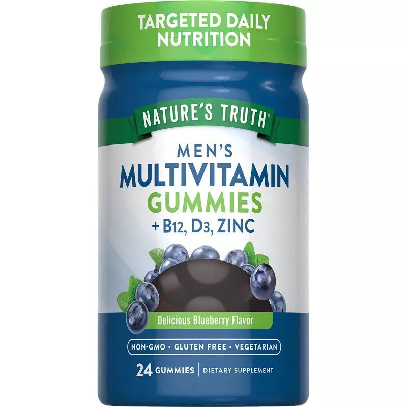 VITAMINAS EN GOMITAS DE MULTIVITAMINA PARA HOMBRES B12, D3 Y ZINC DIETETICO SIN OGM SABOR A ARANDANO NATURE S TRUTH MENS 24UND