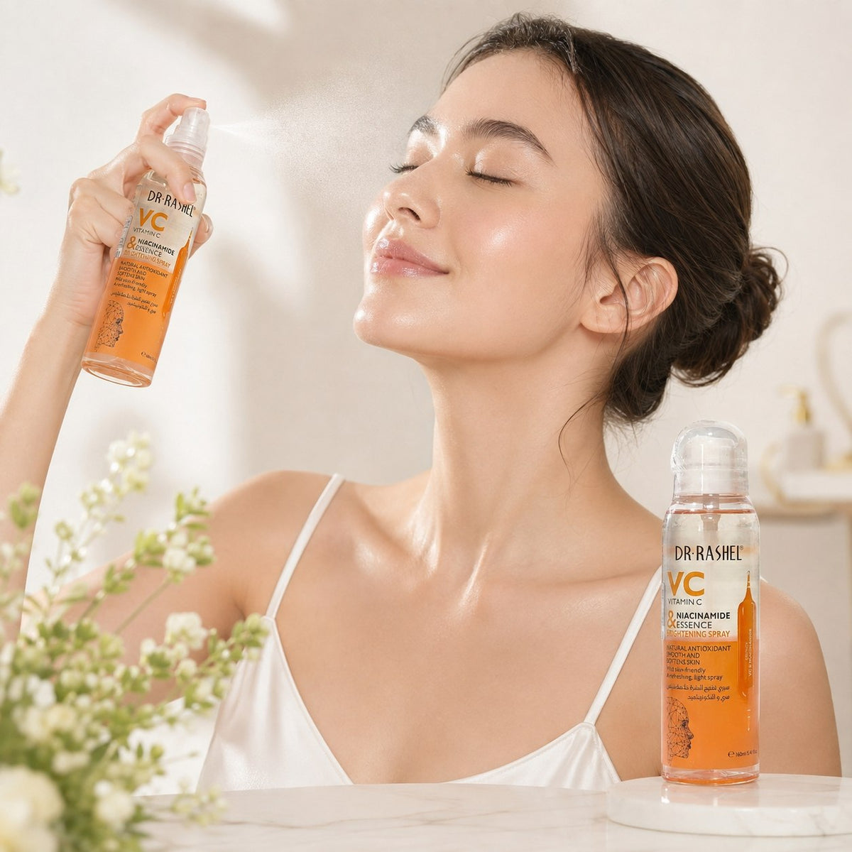 SPRAY FACIAL, LIMPIADOR DE VITAMINA VC Y NIACINAMIDA, ILUMINADOR ANTIOXIDANTE NATURAL, SUAVIZA LA PIEL Y TERSA LIGERO Y REFRESCANTE DR RASHEL 160ML
