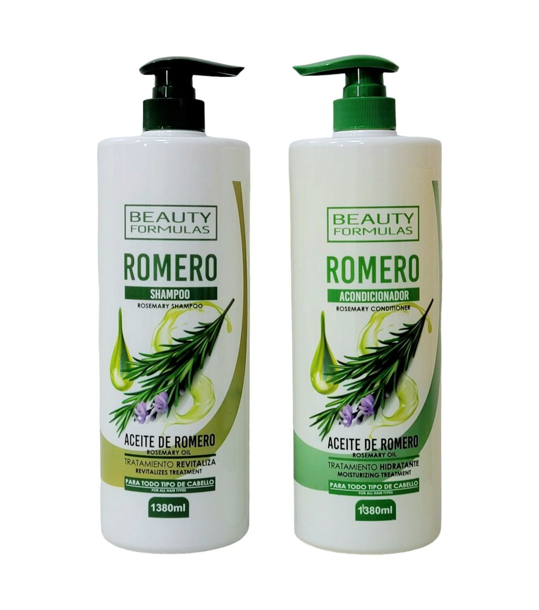 SHAMPOO Y ACONDICIONADOR DE ACEITE DE ROMERO REVITALIZANTE E HIDRATANTE BEAUTY 1380ML
