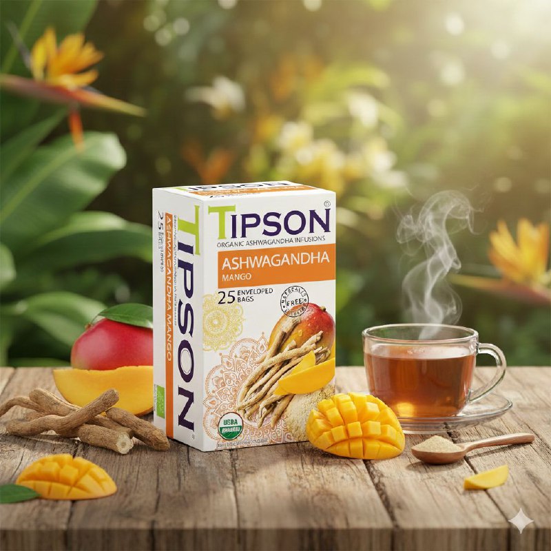 TE ORGANICO INFUSIONES ASWAGANDHA Y MANGO PARA EL ESTRES Y LA ANSIEDAD CALMANTE TIPSON 25UND