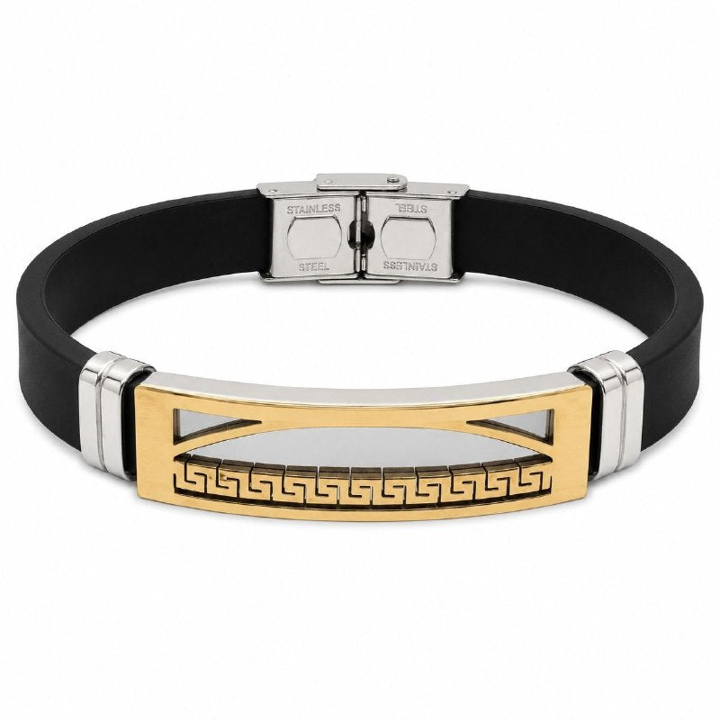 PULSERA DE ENCHAPE PARA CABALLERO, DISEÑO LABERINTO 21CM