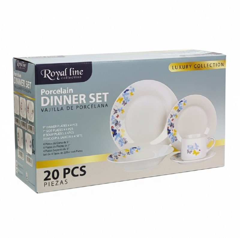 JUEGO DE PLATOS DE PORCELANA 20PCS ROYAL LINE