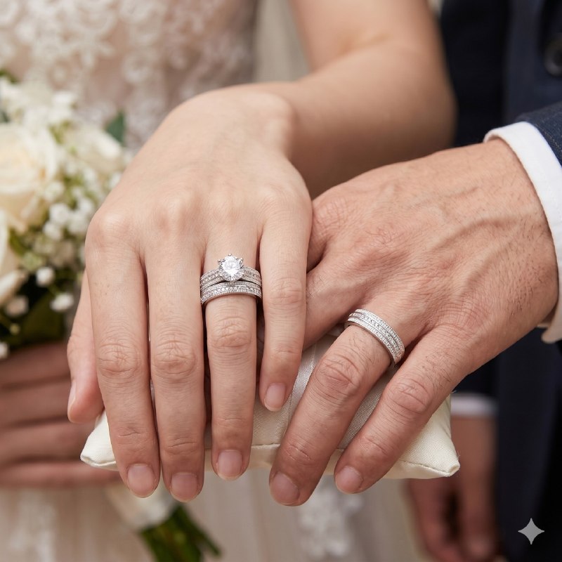 ANILLO DE BODA EN TRIO DE PLATA 9.25 PESO: 7.7G