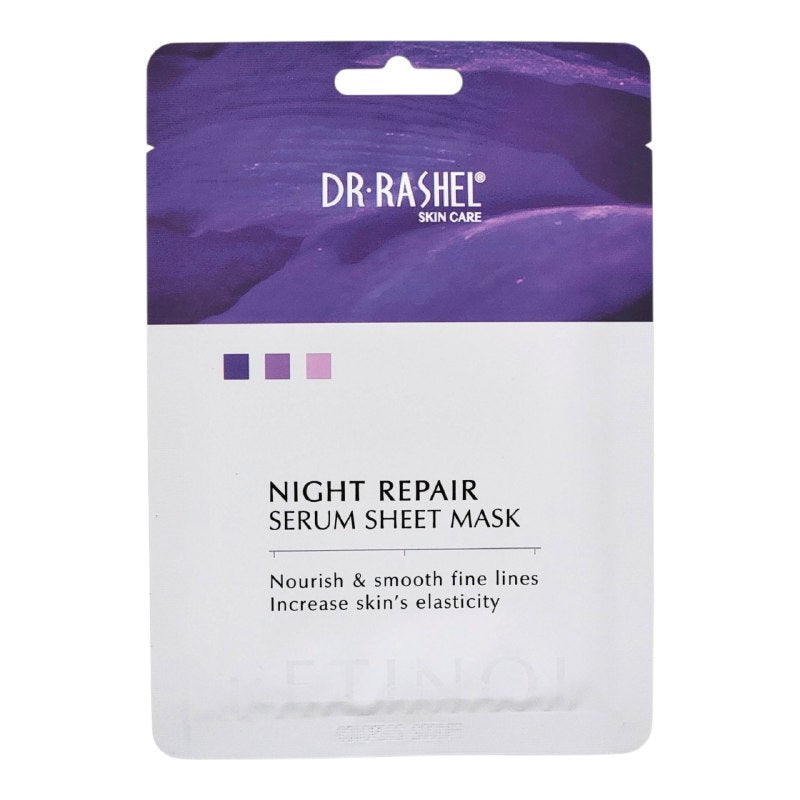 MASCARILLA FACIAL DE NOCHE DE RETINOL Y COLAGENO HIDRATANTE REAFIRMANTE 25GX10UND, TRATAMIENTO INTENSIVO QUE MEJORA VISIBLEMENTE LA FIRMEZA Y EL TONO DE LA PIEL DEJANDOLA TENSA Y SUAVE DR RASHEL