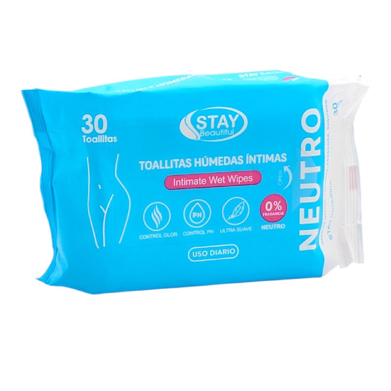 TOALLITAS HUMEDAS INTIMAS NEUTRO, QUE LIMPIAN, DAN FRESCURA Y SUAVIDAD STAY BEAUTIFUL 30UND