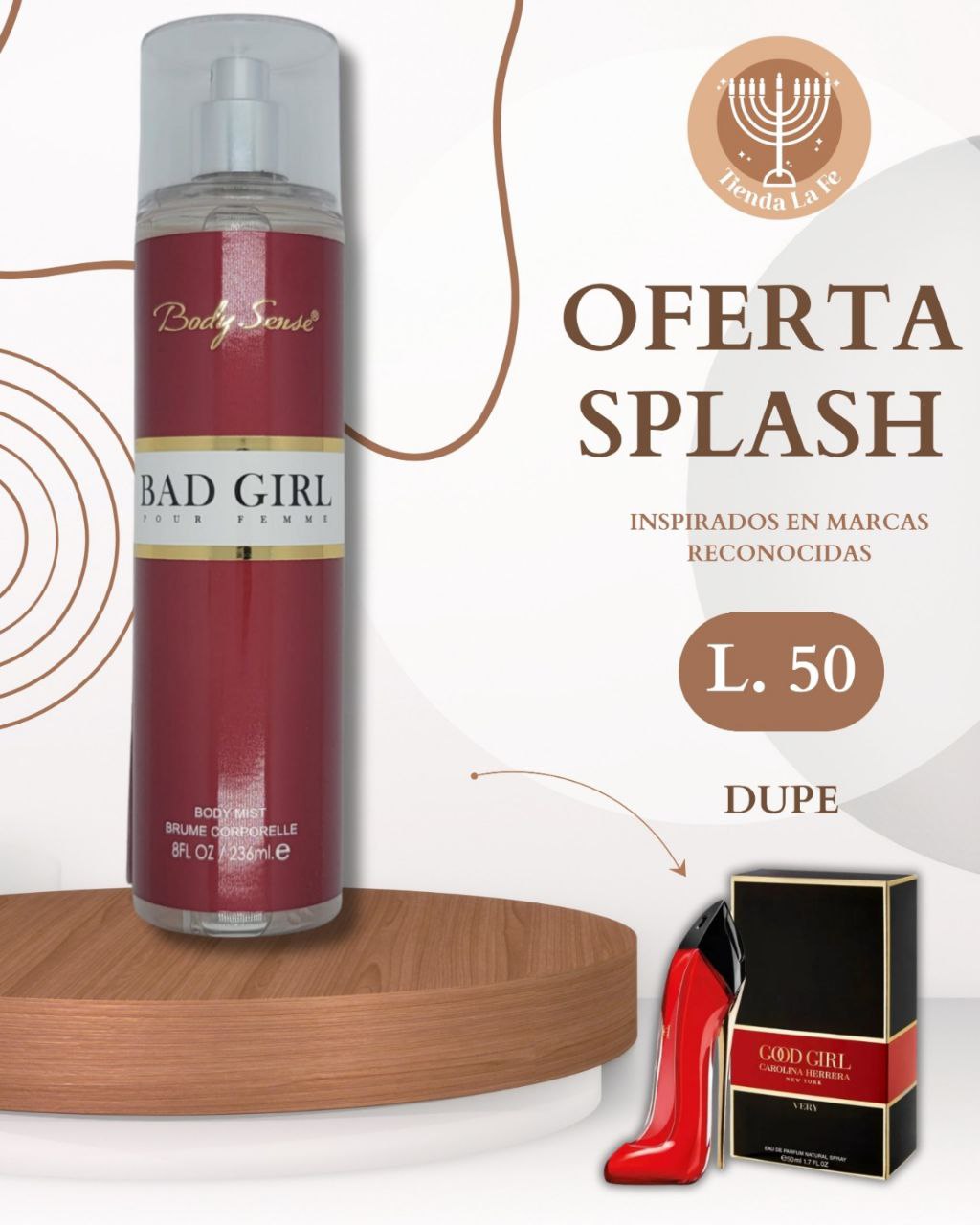 SPLASH BODY SENSE BAD GIRL 236ML (M) (DUPE CAROLINA HERRERA GOOD GIRL VERY)