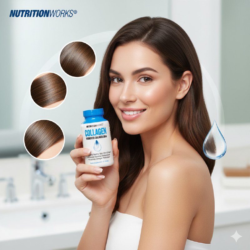 VITAMINAS EN CAPSULAS DE COLAGENO HIDROLIZADO PARA EL CABELLO PIEL Y UÑAS NUTRITIONWORKS 90UND