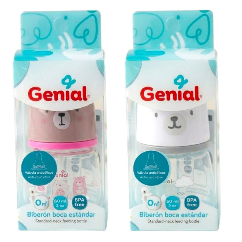 BIBERON COMPACTO DE FLUJO CONTROLADO PARA BEBES GENIAL 60ML