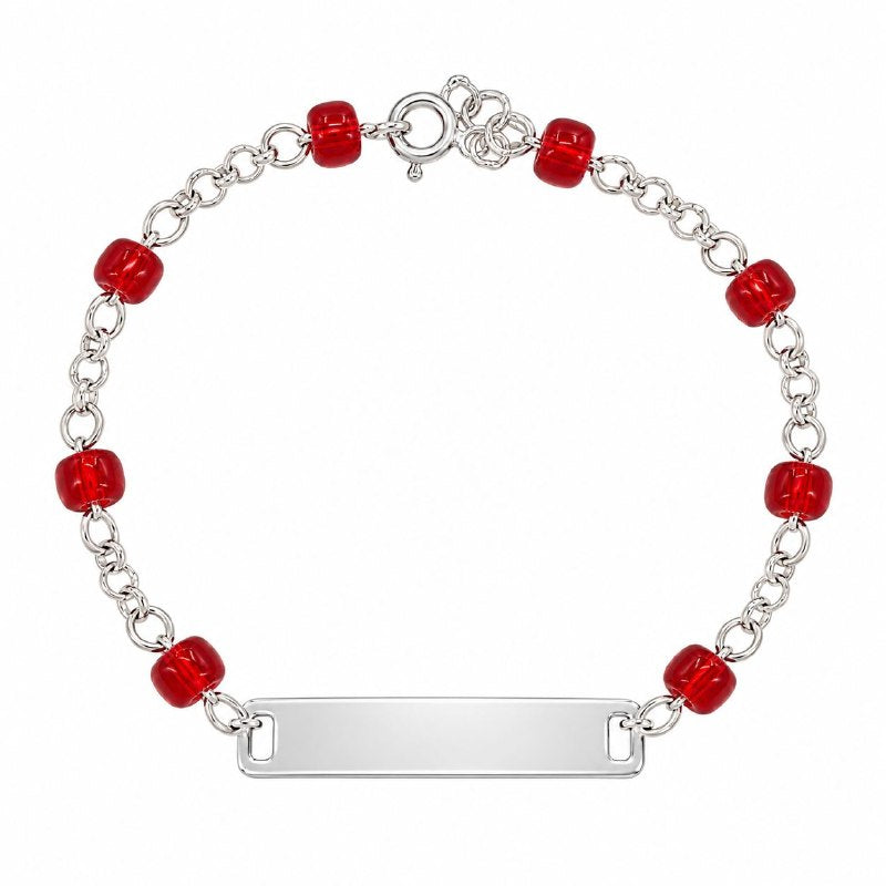PULSERA DE PLATA 9.25 PARA NIÑOS CON PIEDRAS ROJAS 15CM Y 2.9G (Copia)