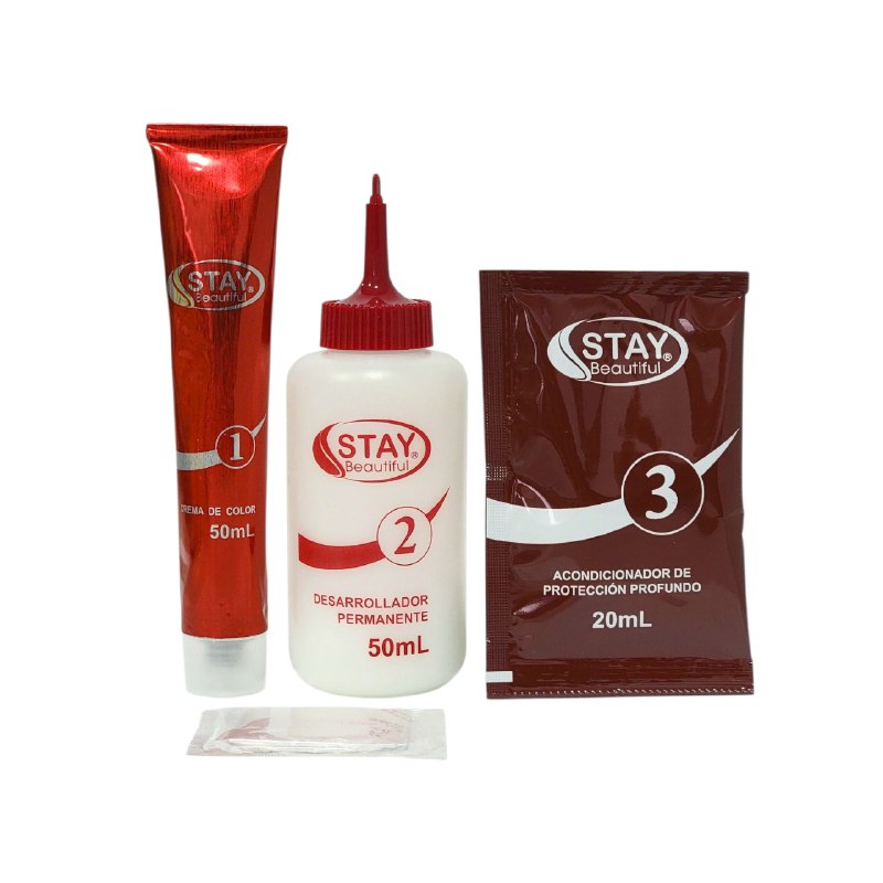 TINTE PARA EL CABELLO COLOR CASTAÑO CLARO CENIZA 6.1, VIVO Y DURADERO STAY BEUTIFUL 50MLX2+20ML