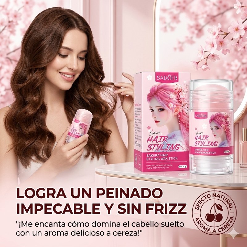 CERA PARA EL CABELLO EN BARRA DE EXTRACTO DE SAKURA ANTIFRIZZ SADOER 40G