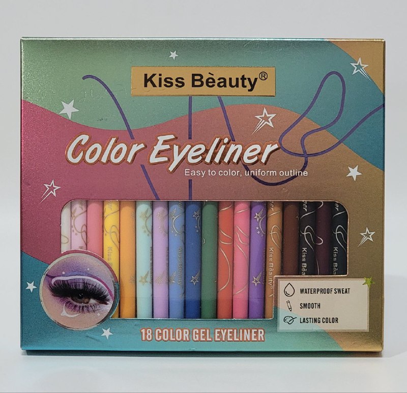 DELINEADOR DE OJOS DE COLOR, FACIAL DE COLOREAR, UNIFORME, 18 COLORES KISS BEAUTY 0.8G